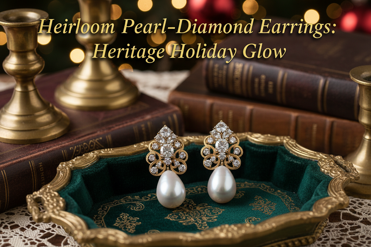 Heirloom Pearl-Diamond Earrings: Heritage Holiday Glow.