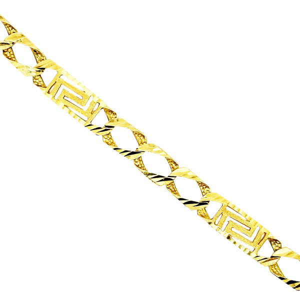 CUSTOM MADE CUBAN BRACELET WITH GREEK KEY DESIGN AND DIAMOND CUTS ED01130