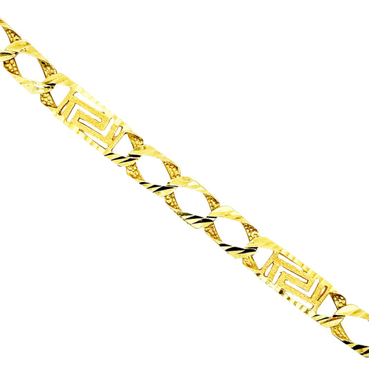 CUSTOM MADE CUBAN BRACELET WITH GREEK KEY DESIGN AND DIAMOND CUTS 11.30 GM