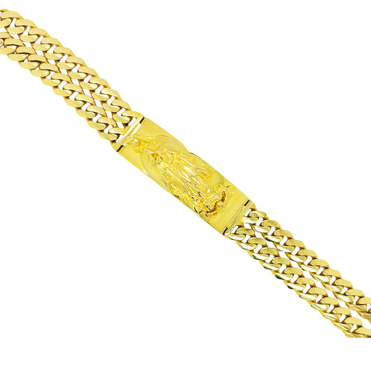 SEMI SOLID DOUBLE STRAND MIAMI CUBAN BRACELET WITH VVIRGIN MARY ON PLATE 27.60 GM