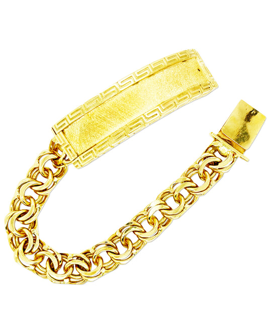 CHINO LINK BRACELET WITH GREEK KEY BORDER ON PLATE 89.00 GM