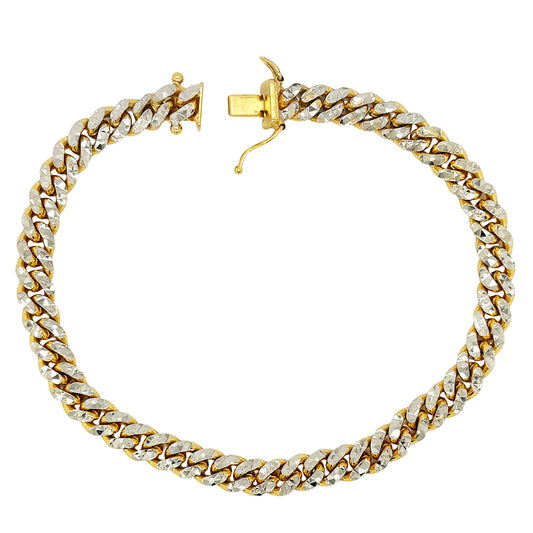 SOLID MIAMI CUBAN BRACELET WITH RHODIUM DIAMOND CUTS 19.60 GM