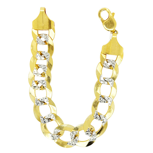 SOLID MIAMI CUBAN BRACELET WITH RHODIUM DIAMOND CUTS 41.50 GM