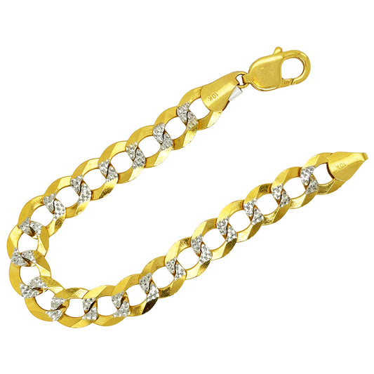 SOLID CUBAN BRACELET WITH RHODIUM DIAMOND CUTS 21.70 GM
