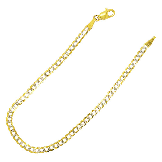 SOLID CUBAN BRACELET WITH RHODIUM DIAMOND CUTS 2.30 GM