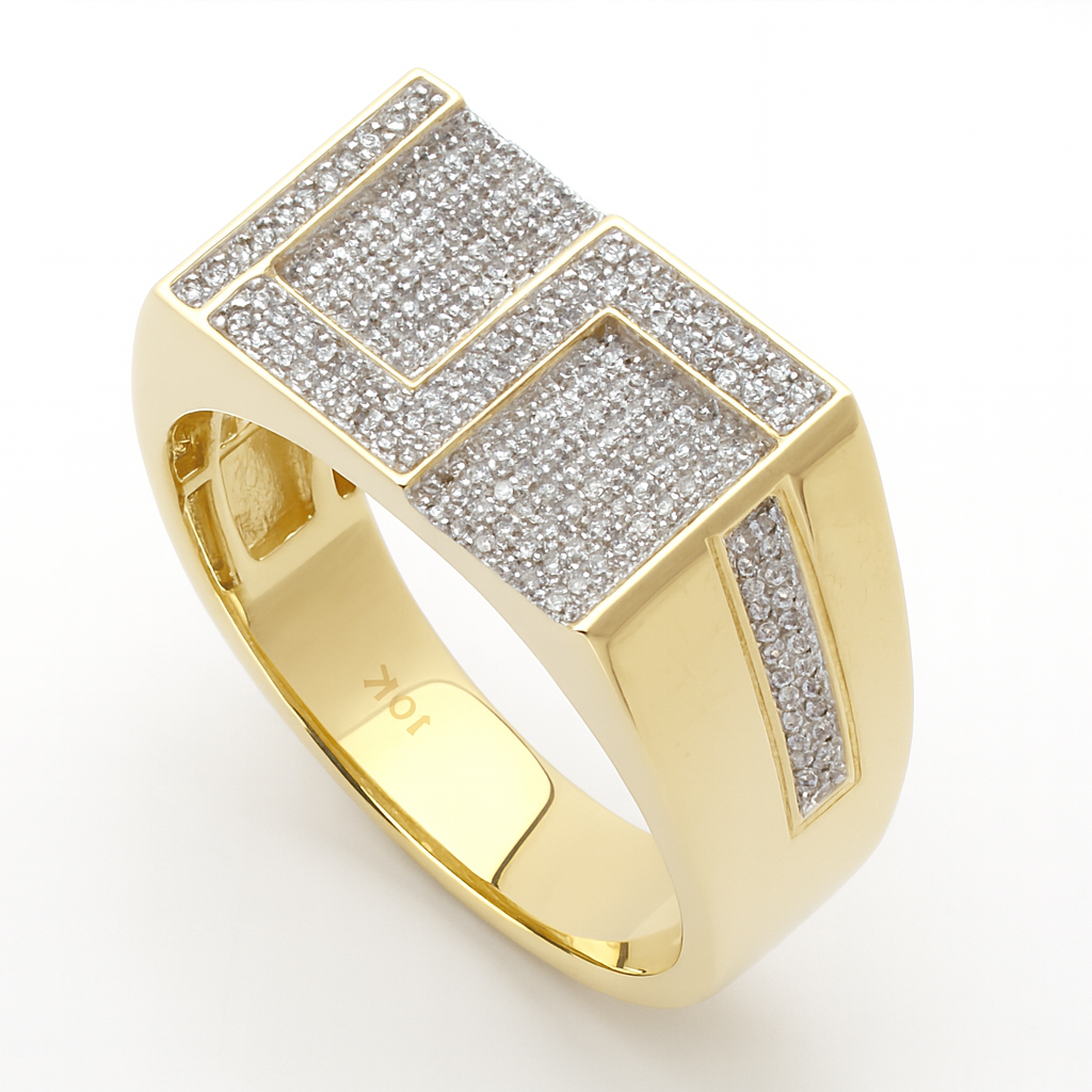 10KY 0.35CTW MICROPAVE DIAMOND MENS RING - Z