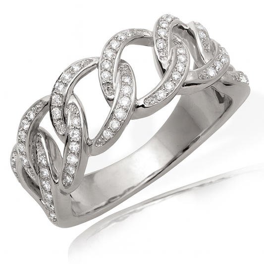 14KW 0.35CTW DIAMOND MIAMI CUBAN RING