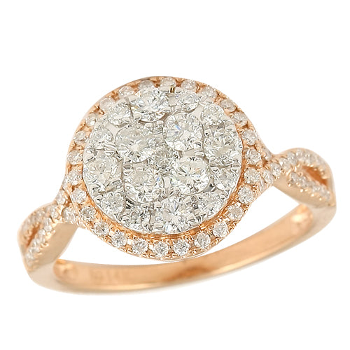 14KR 1.00CTW DIAMOND ROUND CLUSTER RING