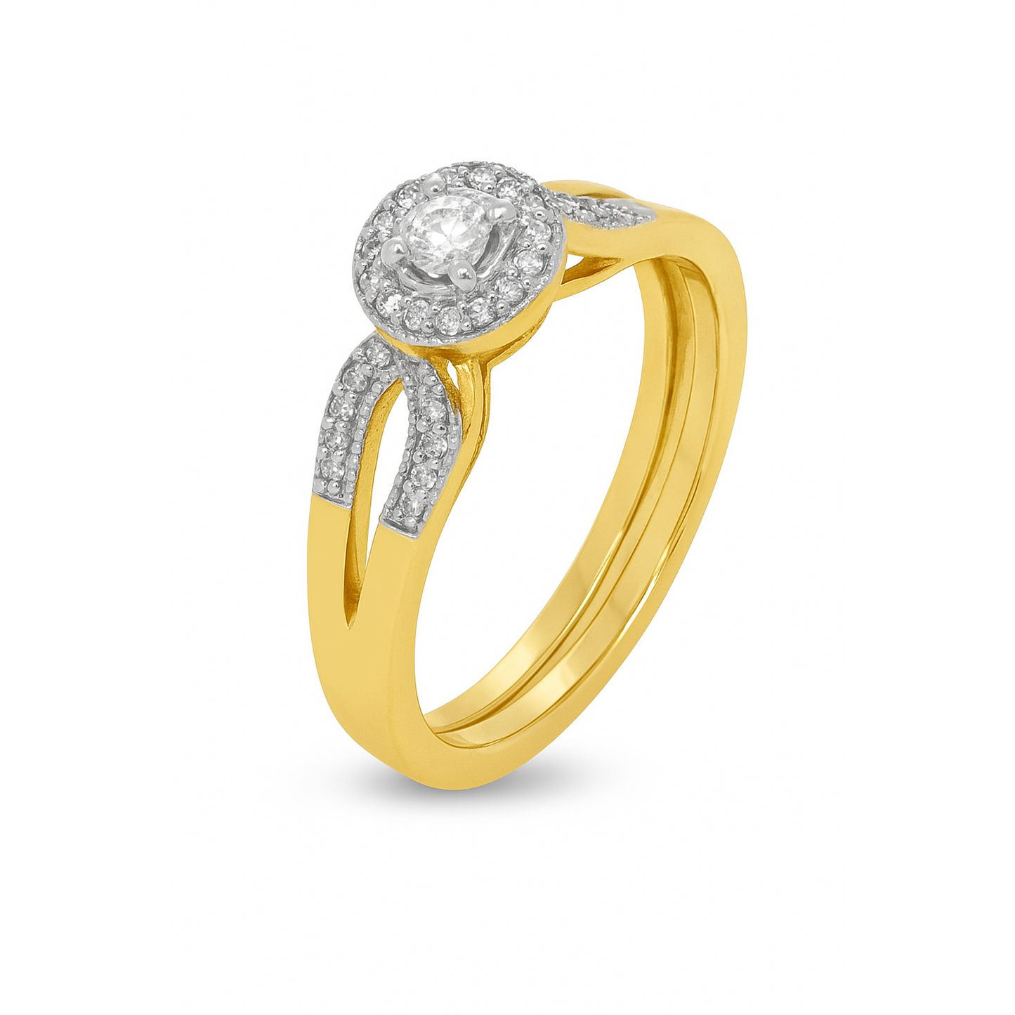 Diamond Halo Engagement Ring .25 CTW Round Cut 10K Yellow Gold