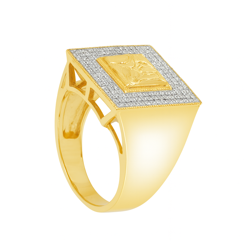 Diamond Nugget Ring .35 CTW Round Cut 10K Yellow Gold