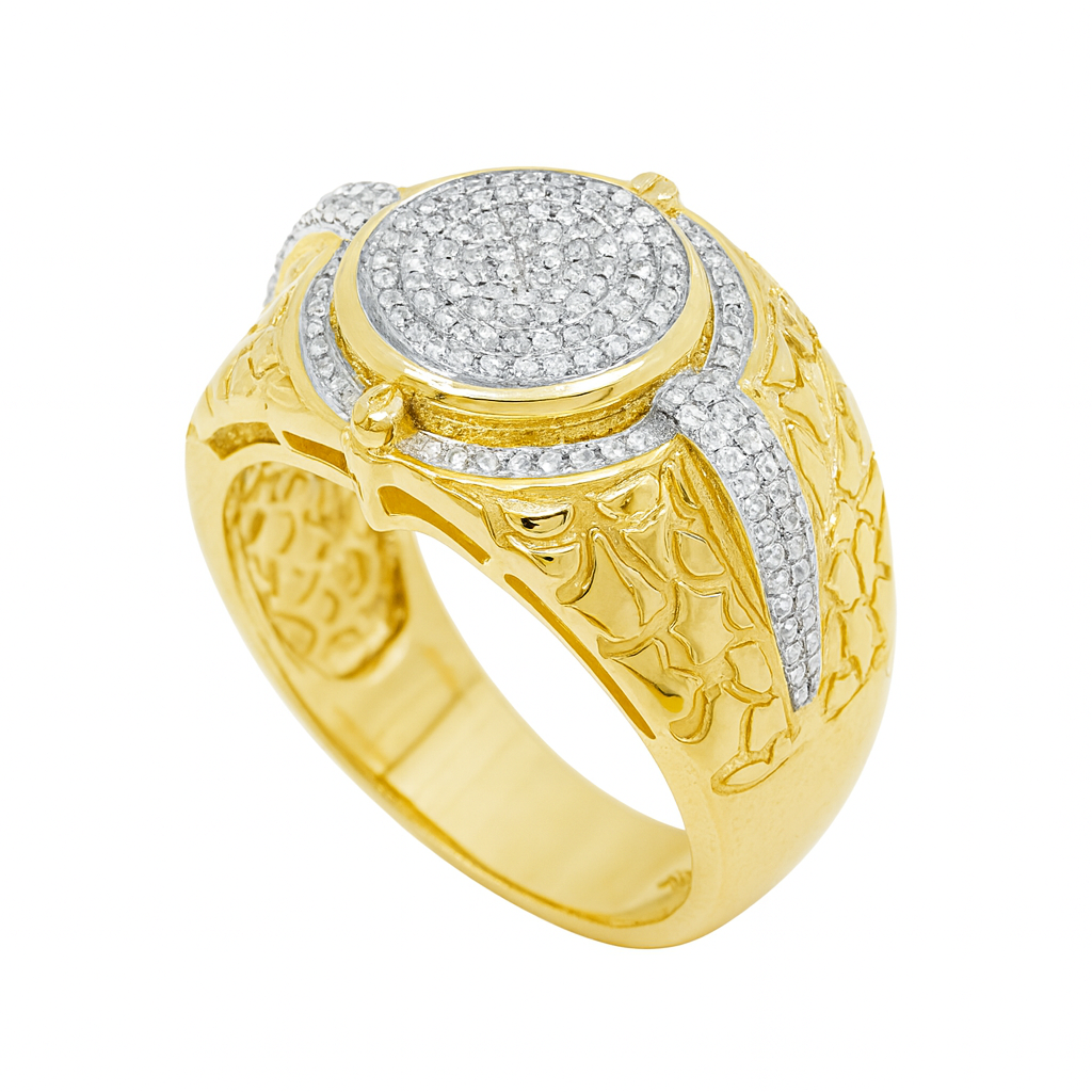 Diamond Nugget Ring .48 CTW Round Cut 10K Yellow Gold
