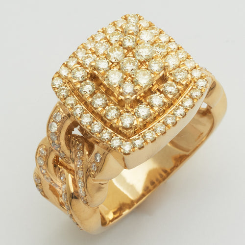 14KY 2.10CTW DIAMOND SQUARE FACE MENS RING