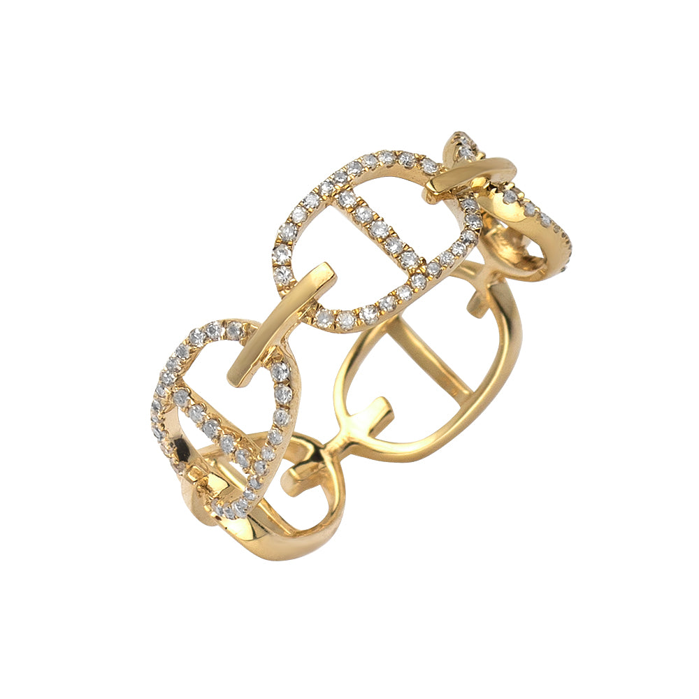 14KY 0.25CTW DIAMOND LINK DESIGNER RING