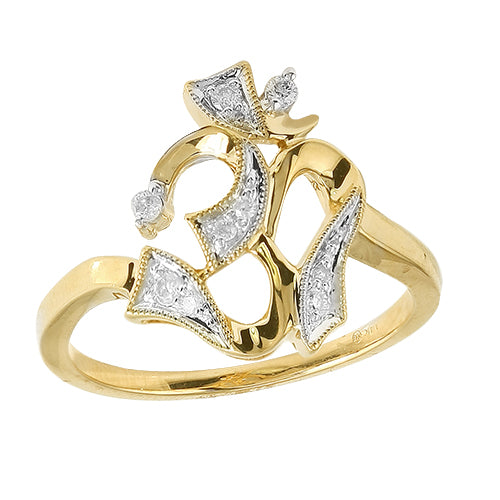 14KY 0.10CTW DIAMOND OM RING