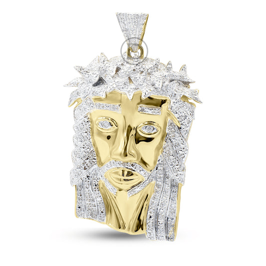 10K Yellow Gold Jesus Pendant With 0.71CT Diamonds