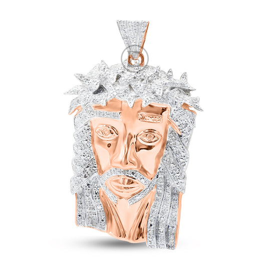 10K Yellow Gold Jesus Pendant With 0.71CT Diamonds