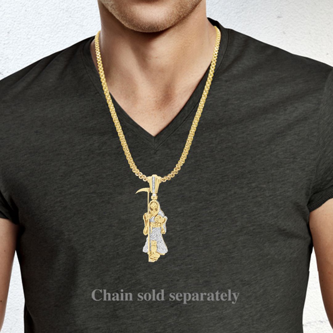 Diamond Reaper Pendant .30 CTW Round Cut 10K Yellow Gold
