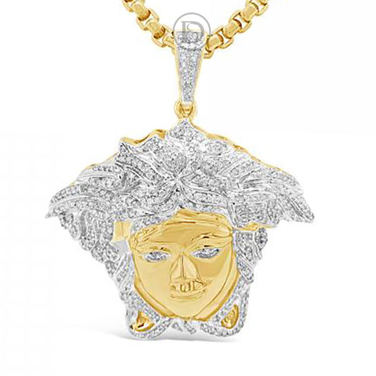 Diamond Designer Medusa Pendant 1 CTW Round Cut 10K Yellow Gold