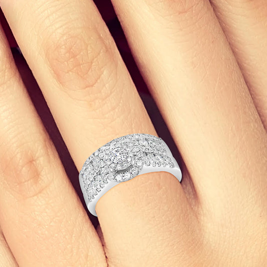 Diamond Halo Engagement Ring 1.65 CTW Round Cut 14K White Gold