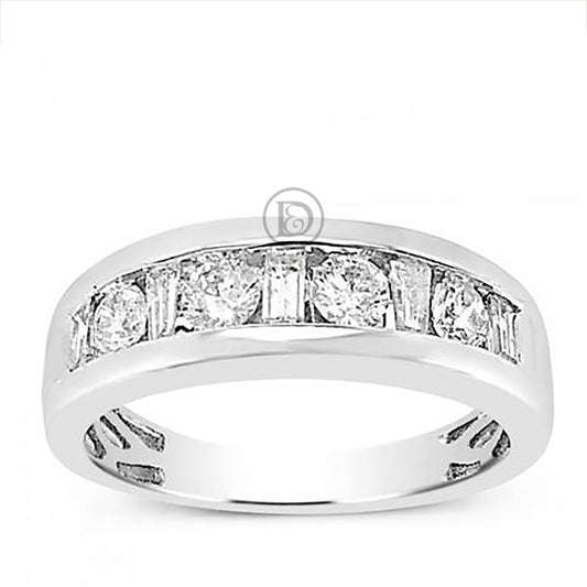 Diamond Bands 1.03 CTW Round Cut w/ Baguettes 14K White Gold