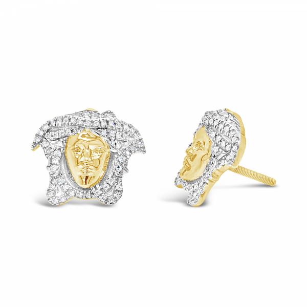 10K Yellow Gold .26ct Diamond Medusa Earrings