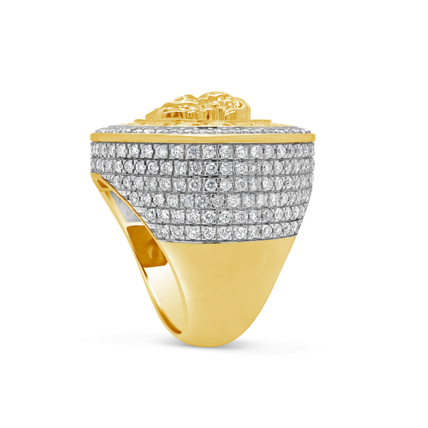 Diamond Designer Medusa Ring 3.50 CTW Round Cut 10K Yellow Gold