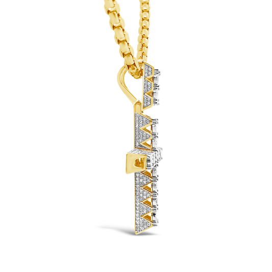 Diamond Cross Pendant 1.30 CTW Round Cut 10K Yellow Gold