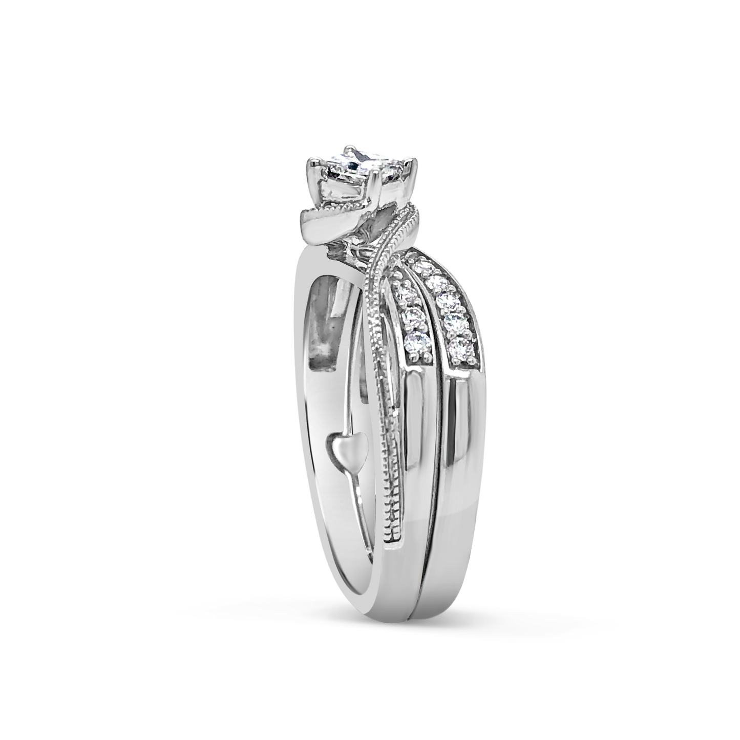 Diamond Engagement Ring .50 CTW Princess Cut w/ Round Cut 10K White Gold