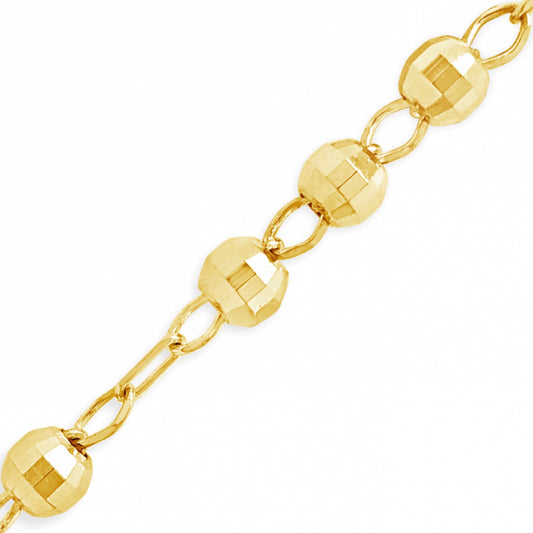 10K Yellow Gold  24" Rosary w/Diamond Cut Beads
