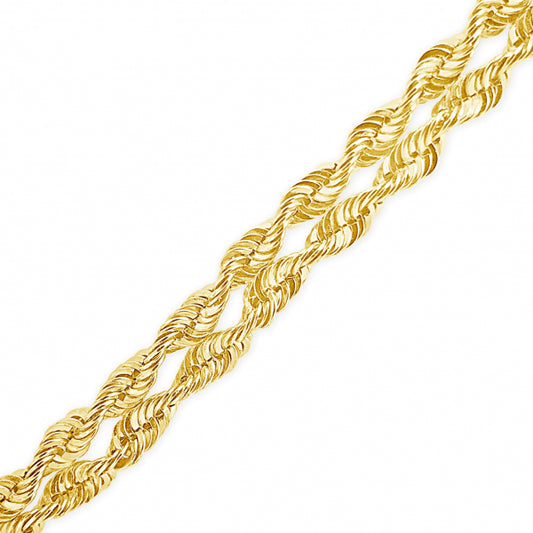 10K Yellow Gold  2 row Rope Chain w/ Diamond Cuts