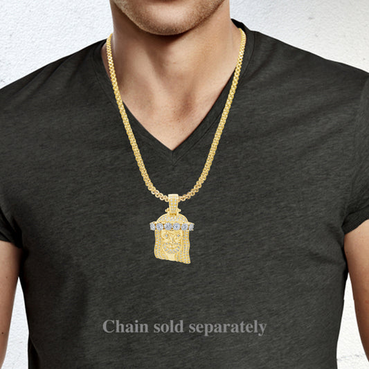 Diamond Jesus Pendant 2.24 CTW Round Cut 14K Yellow Gold