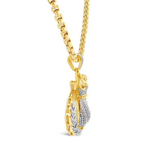 Diamond Money Bag Pendant .40 CTW Round Cut 10K Yellow Gold