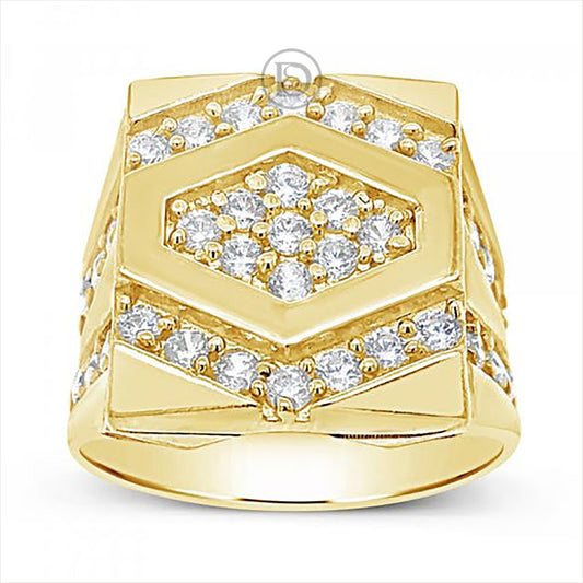 10K Yellow Gold Men's Ring w/ CZ's