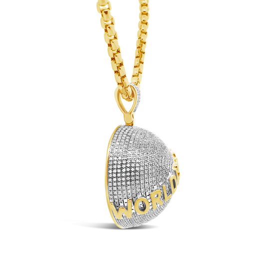 Diamond "World is Yours" Pendant 1 CTW Round Cut 10K Yellow Gold