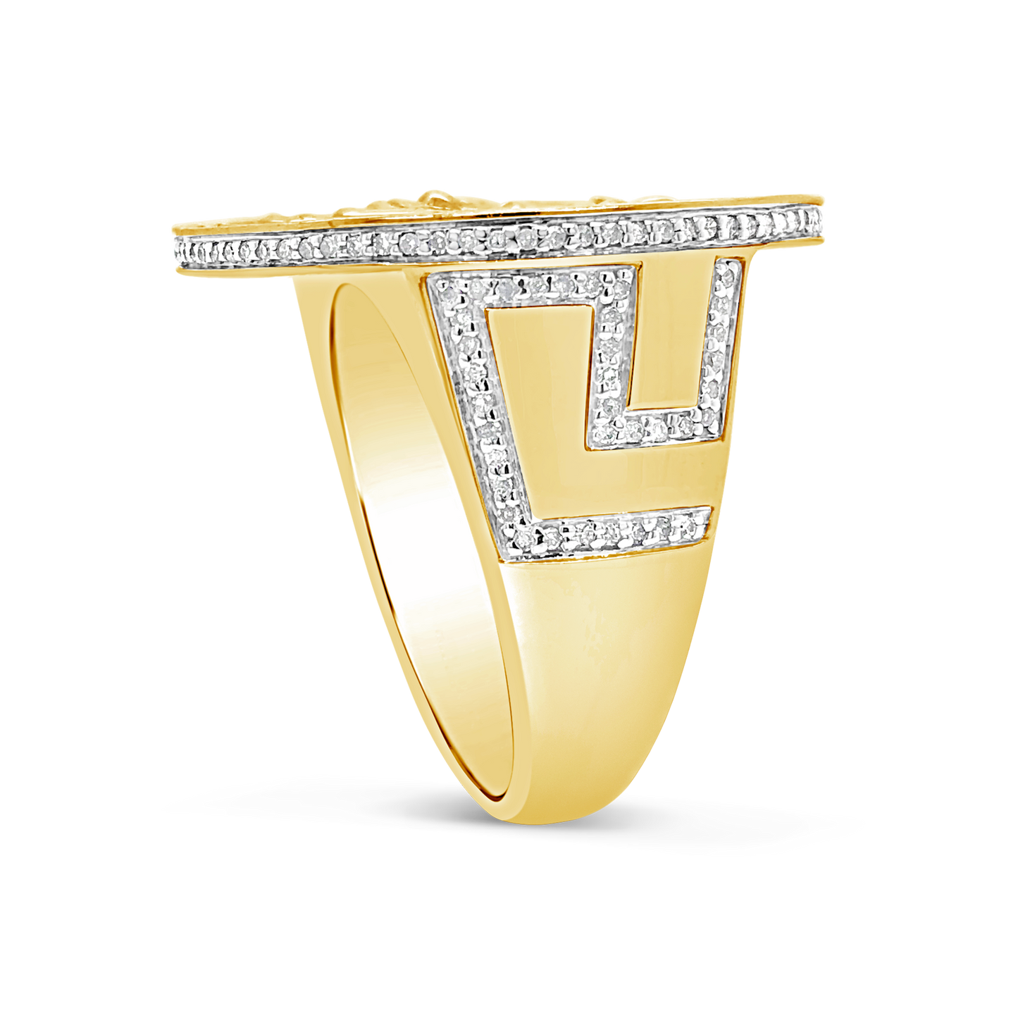 Diamond Designer Medusa Ring .53 CTW Round Cut 10K Yellow Gold