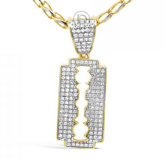 Diamond Razor Pendant .43 CTW Round Cut 10K Yellow Gold