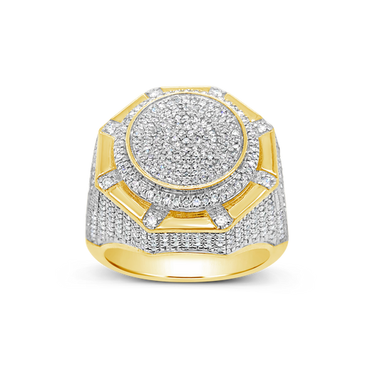 Diamond Designer Medusa Ring .49 CTW Round Cut 10K Yellow Gold