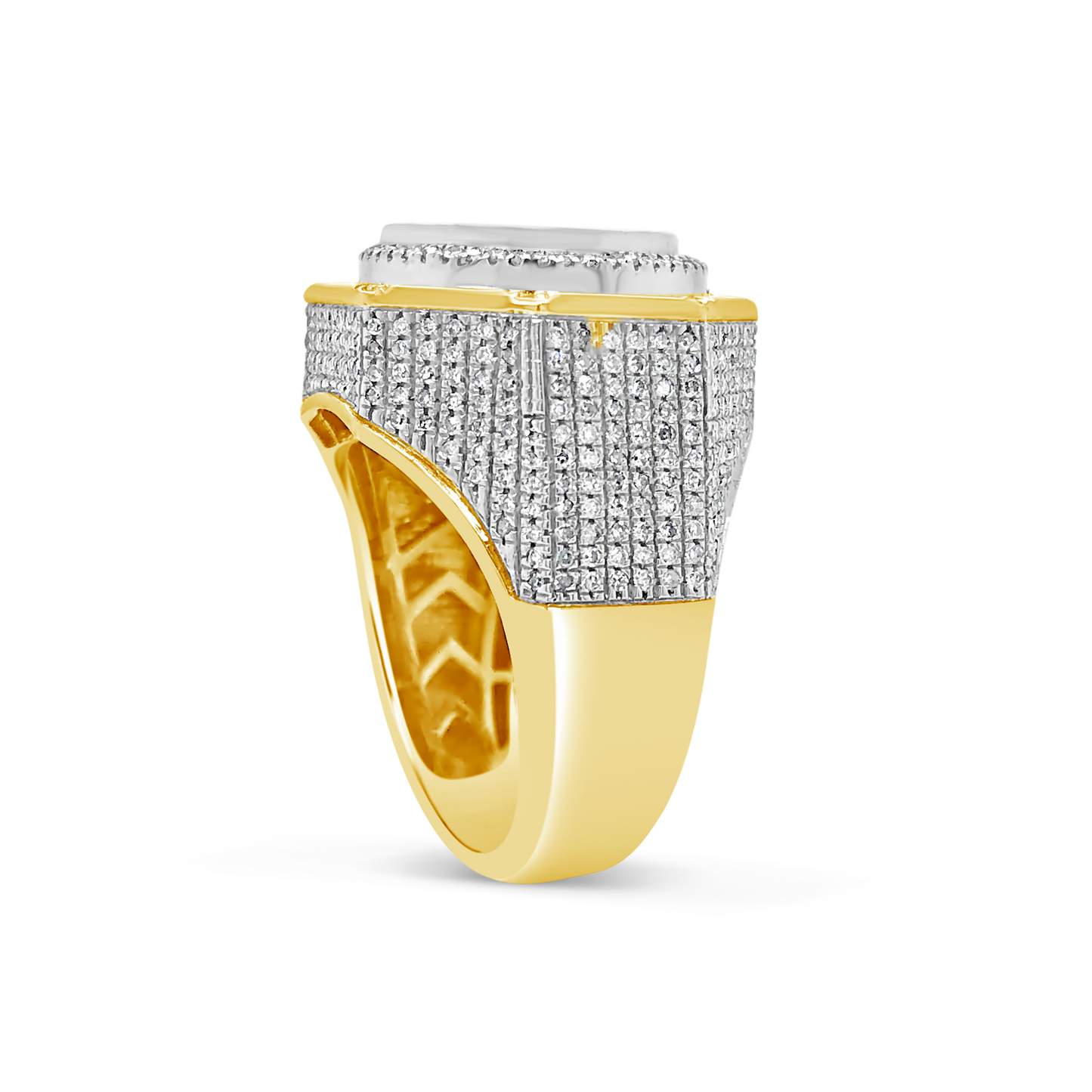 Diamond Designer Medusa Ring .49 CTW Round Cut 10K Yellow Gold