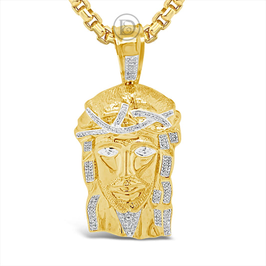 Diamond Jesus Pendant .55 CTW Round Cut 10K Yellow Gold
