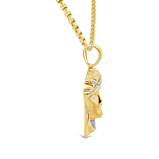 Diamond Jesus Pendant .55 CTW Round Cut 10K Yellow Gold