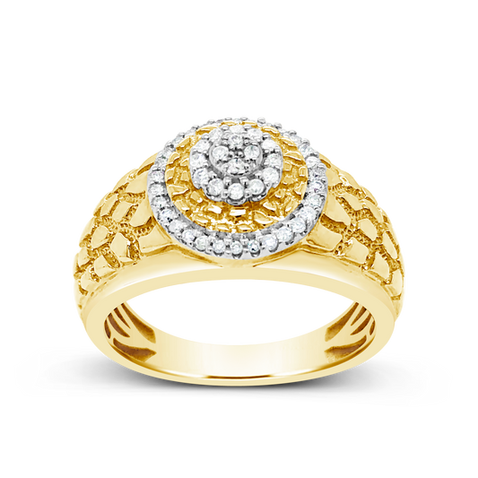 Diamond Nugget Ring .25 CTW Round Cut 10K Yellow Gold