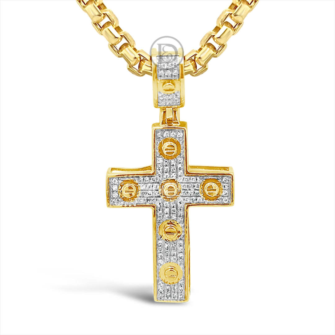 Diamond Designer Cross Pendant .23 CTW Round Cut 10K Yellow Gold