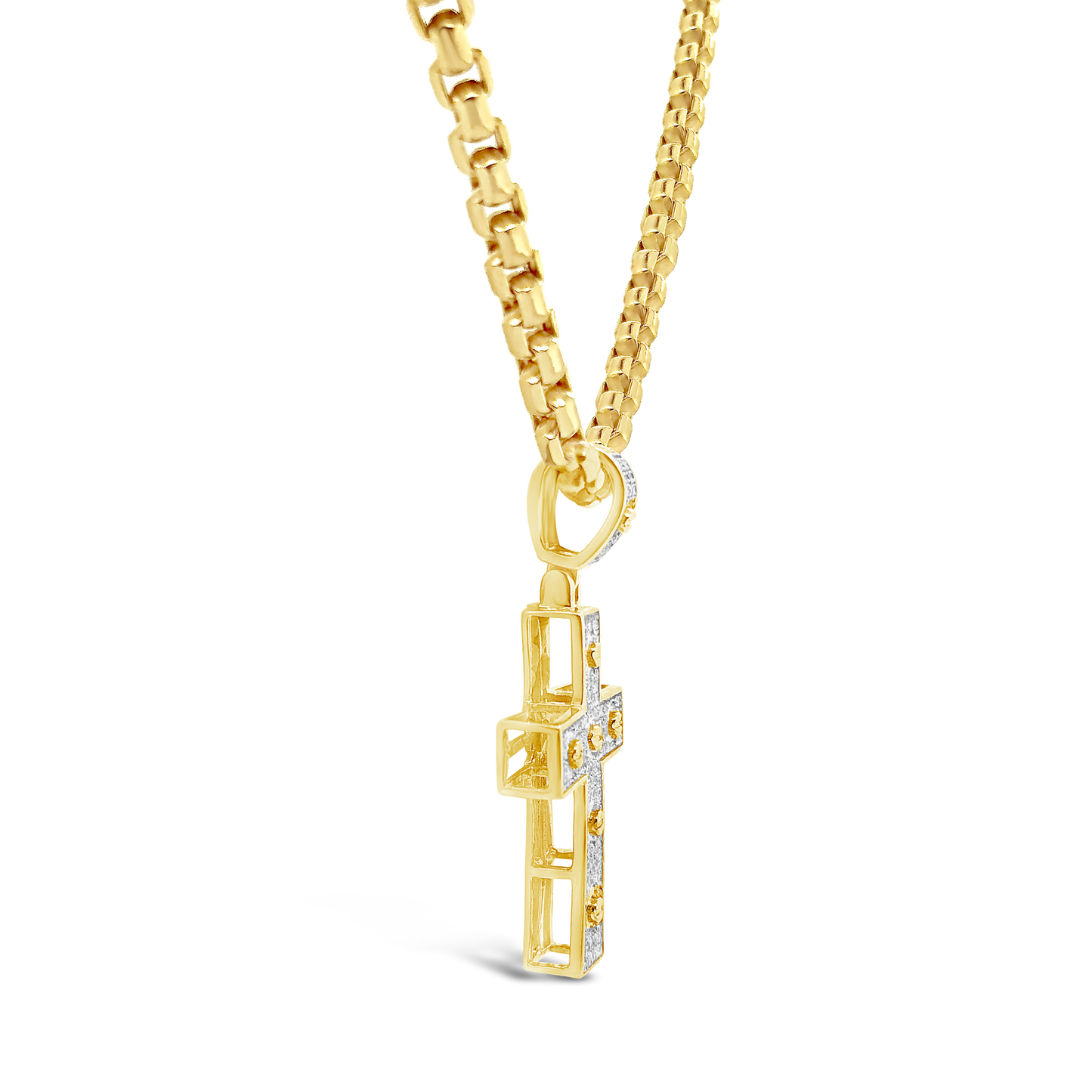 Diamond Designer Cross Pendant .23 CTW Round Cut 10K Yellow Gold