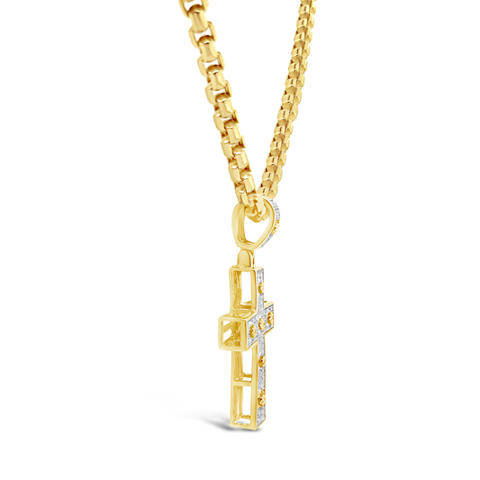 Diamond Designer Cross Pendant .23 CTW Round Cut 10K Yellow Gold