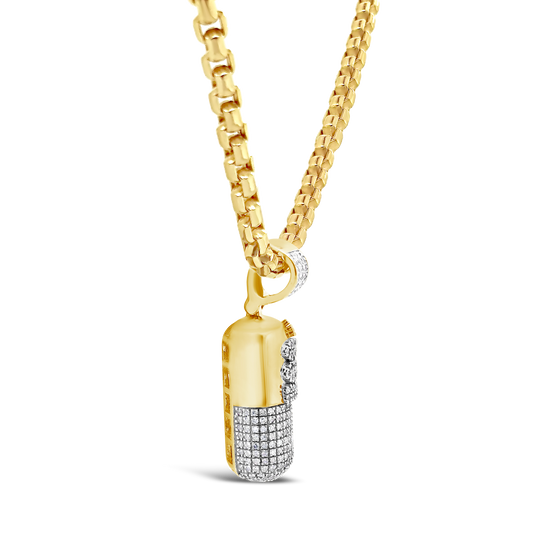 Diamond Pill Pendant .54 CTW Round Cut 10K Yellow Gold