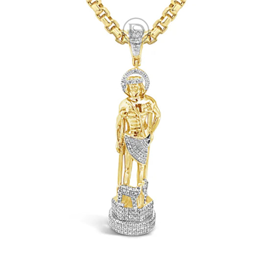 Diamond Jesus Pendant .5 CTW Round Cut 14K Yellow Gold