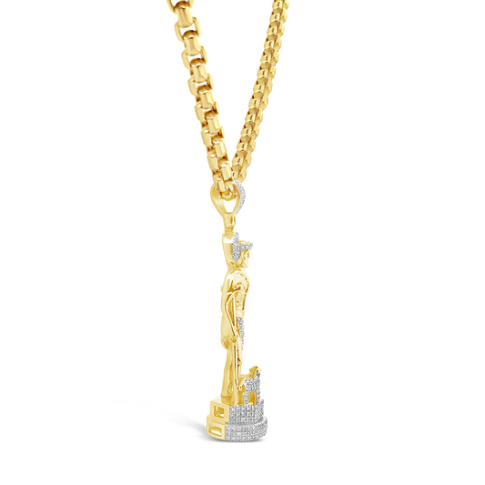 Diamond Jesus Pendant .5 CTW Round Cut 14K Yellow Gold