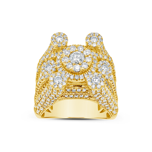 Diamond Ring 4 CTW Round Cut 10K Yellow Gold
