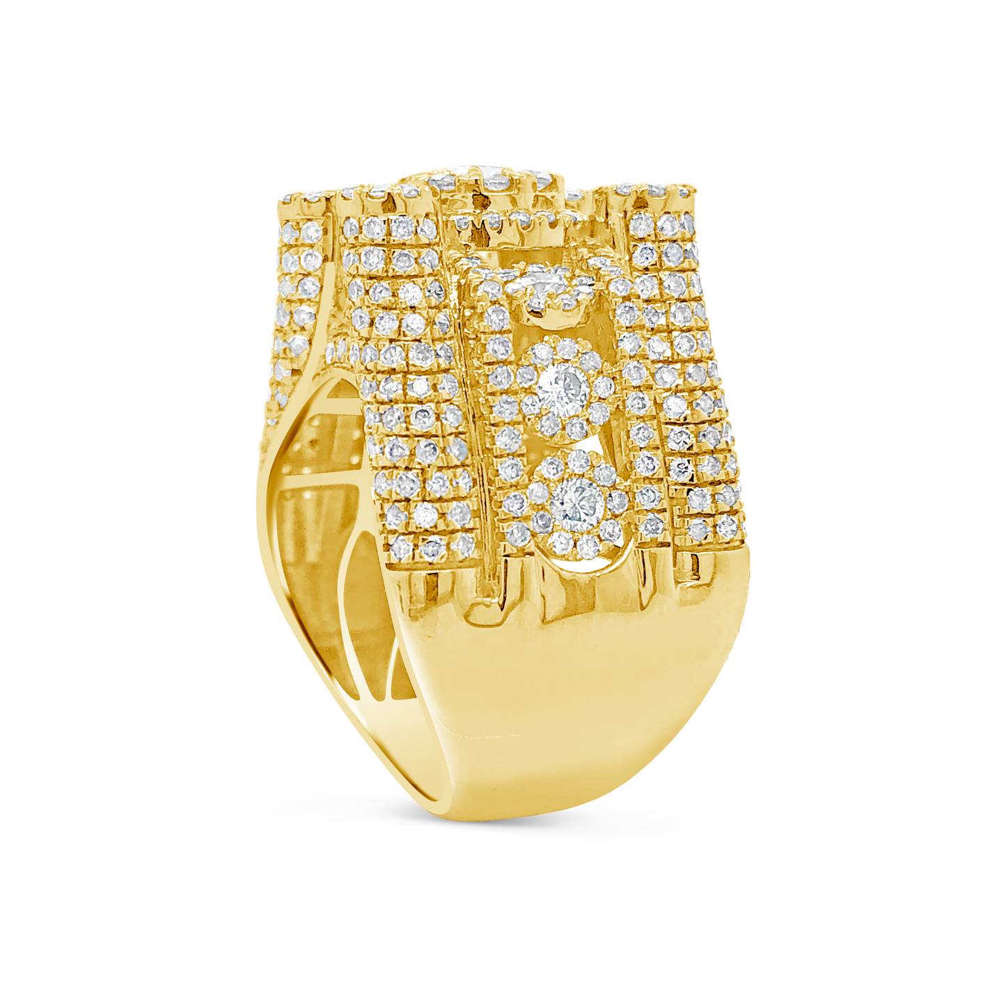 Diamond Ring 4 CTW Round Cut 10K Yellow Gold