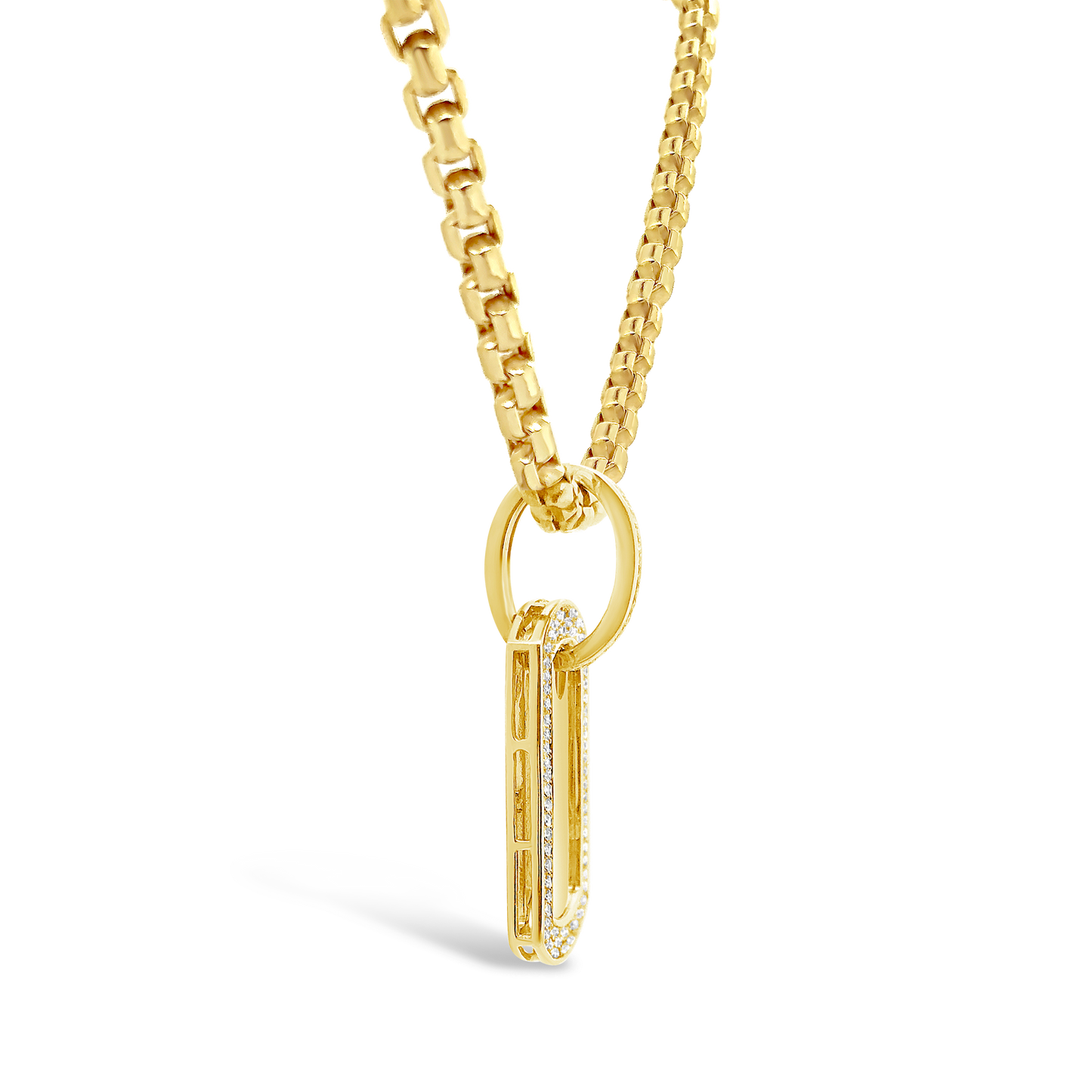 Diamond Dog Tag Pendant .27 CTW Round Cut 10K Yellow Gold